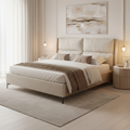 London Ivory Graffiato Upholstered Bed, 180x200 cm