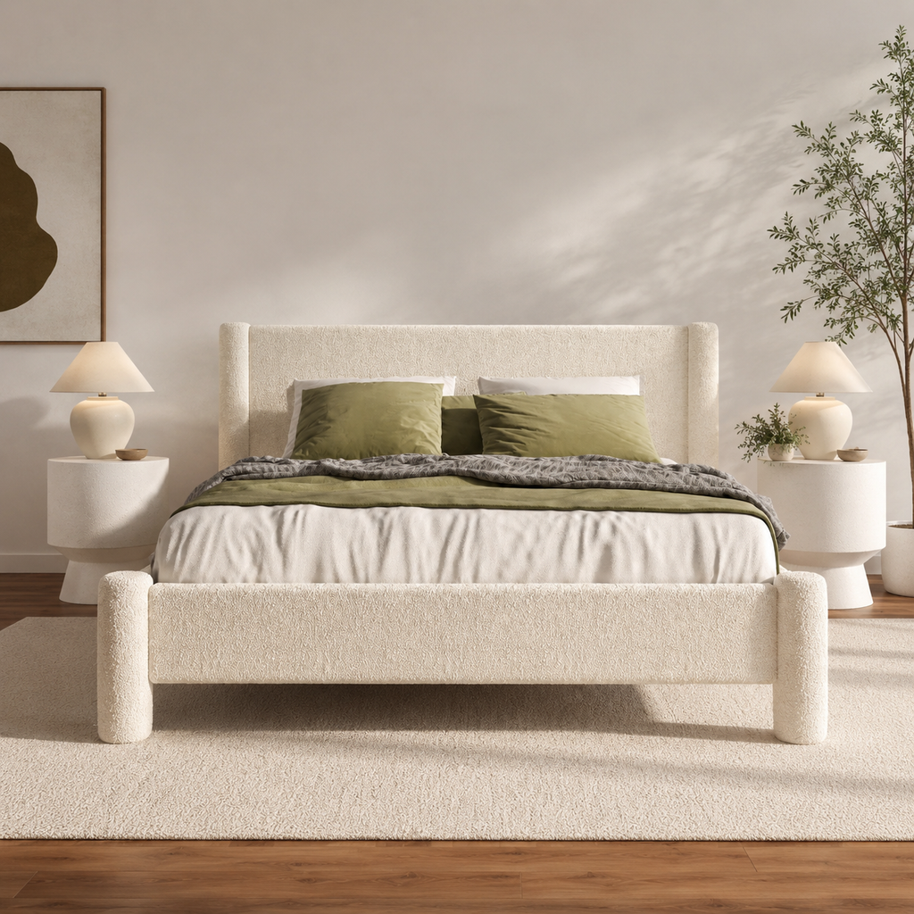 Luna Bouclé Upholstered Bed