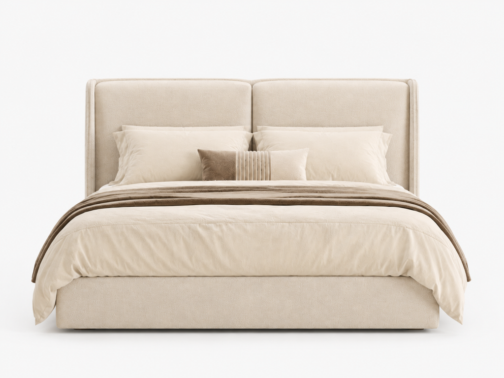 The Elara Wingback Curve Upholstered Bed