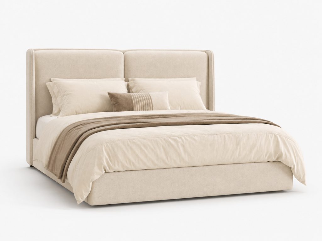 The Elara Wingback Curve Upholstered Bed