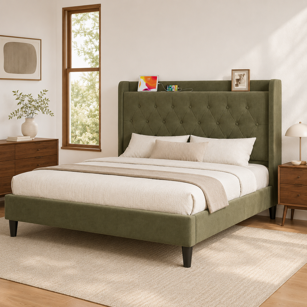 Tufted Storage Bed