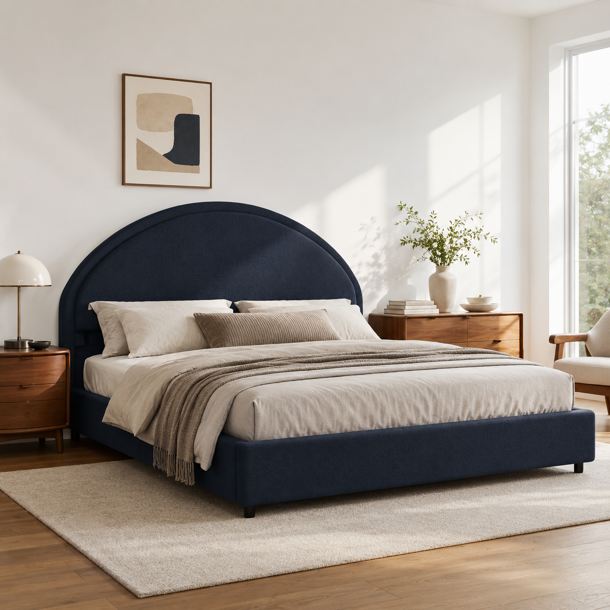 Noir Arc Upholstered Bed