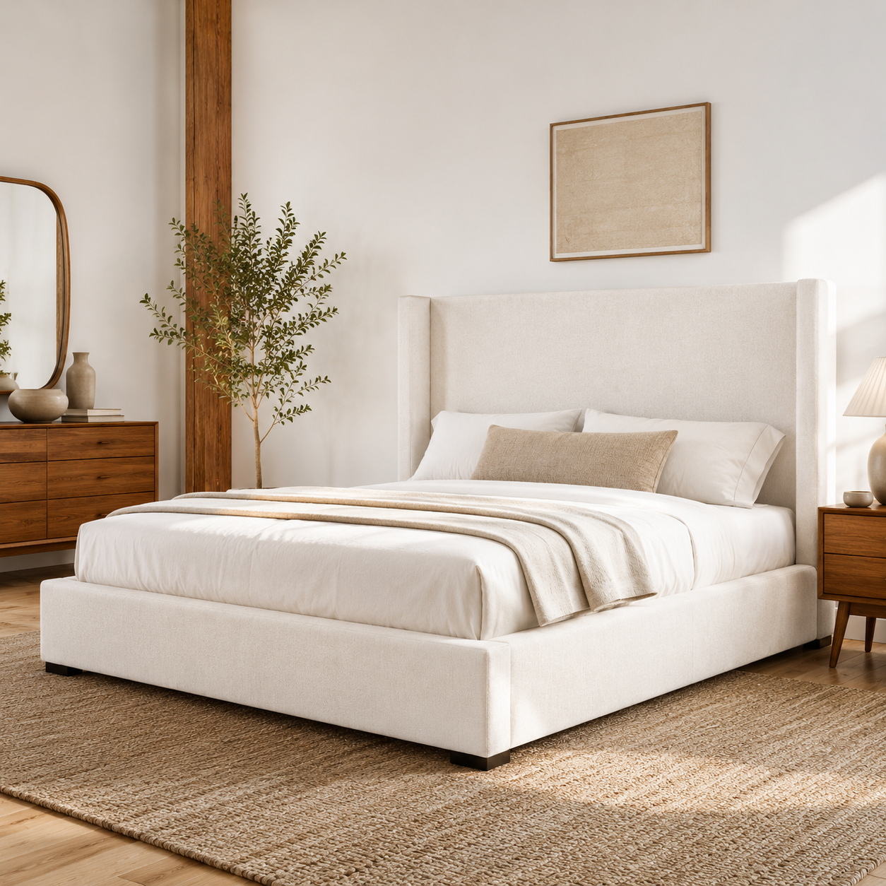Aurelia Wingback Upholstered Bed