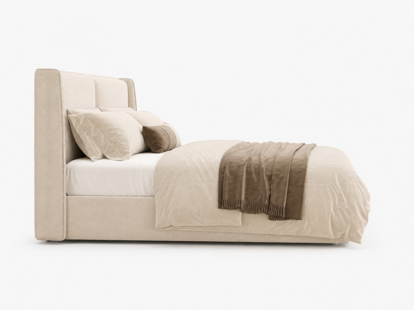 The Elara Wingback Curve Upholstered Bed