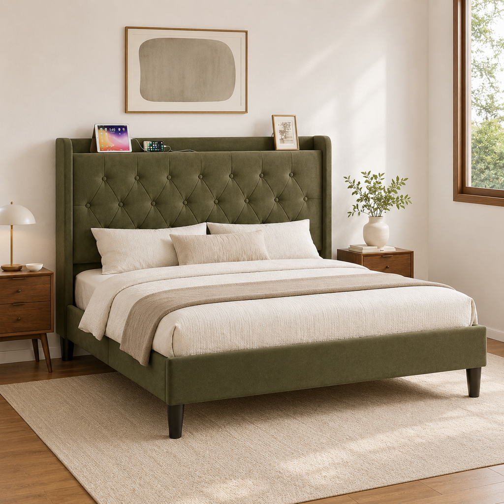 Tufted Storage Bed