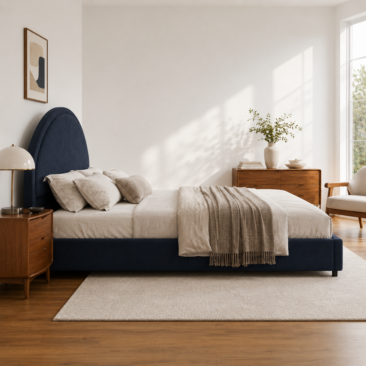 Noir Arc Upholstered Bed