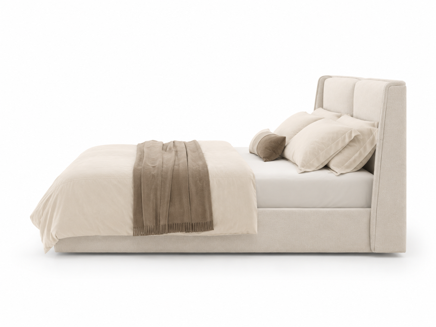 The Elara Wingback Curve Upholstered Bed