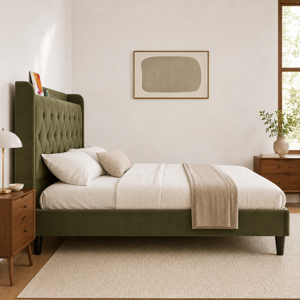 Tufted Storage Bed