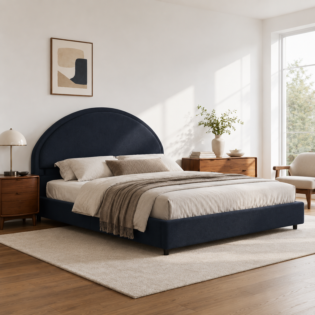 Noir Arc Upholstered Bed