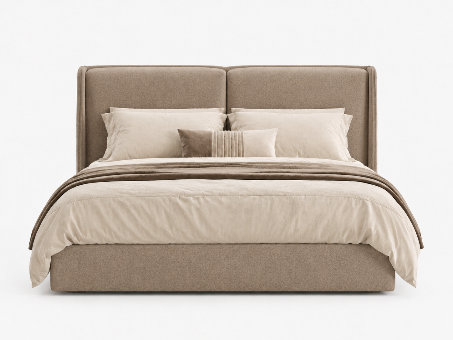 The Elara Wingback Curve Upholstered Bed
