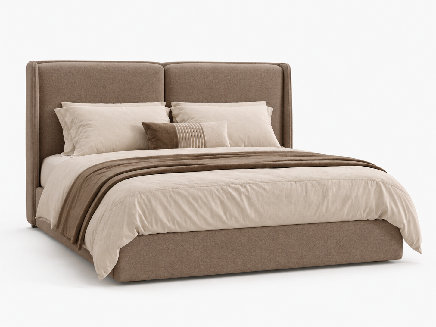 The Elara Wingback Curve Upholstered Bed