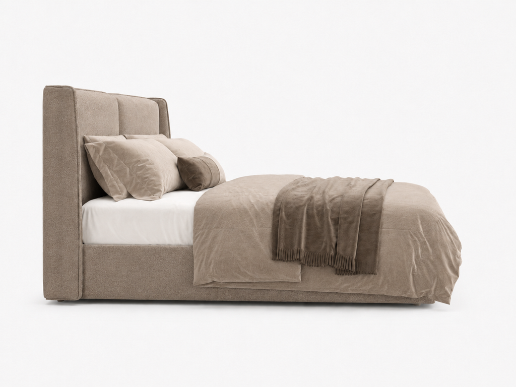 The Elara Wingback Curve Upholstered Bed