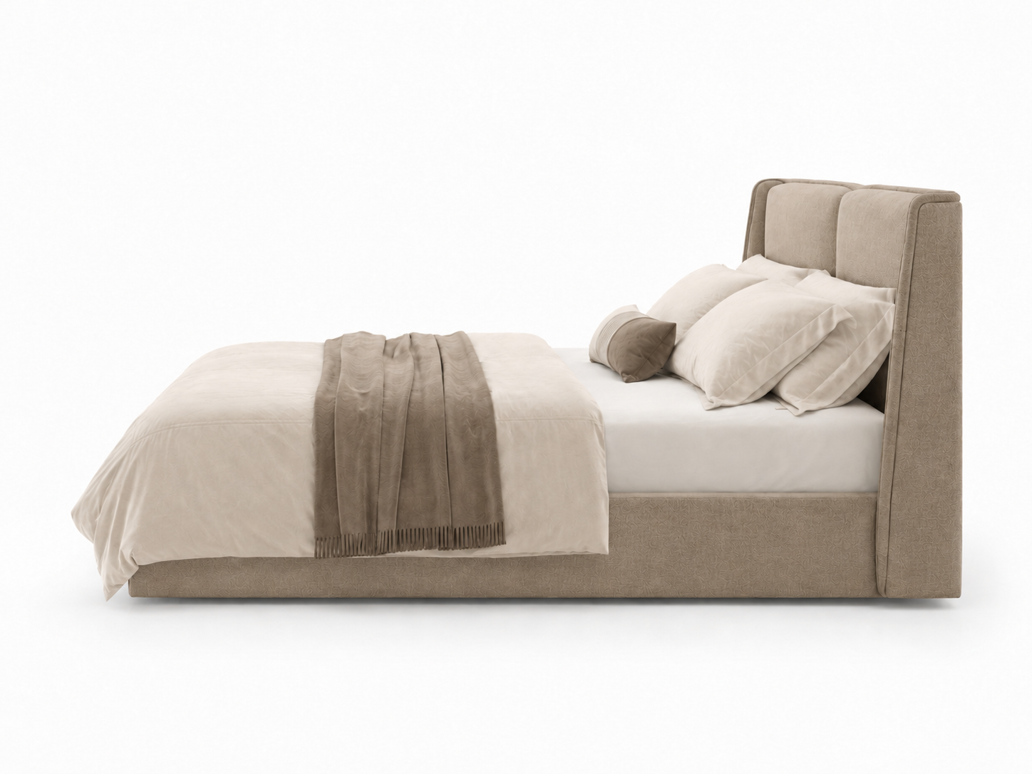 The Elara Wingback Curve Upholstered Bed