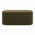 Olive Luxe Ribbed Storage Ottoman Bench