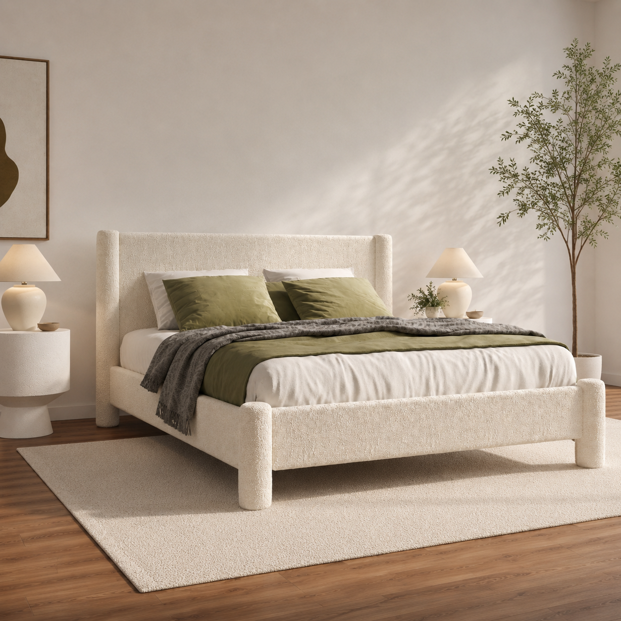 Luna Bouclé Upholstered Bed