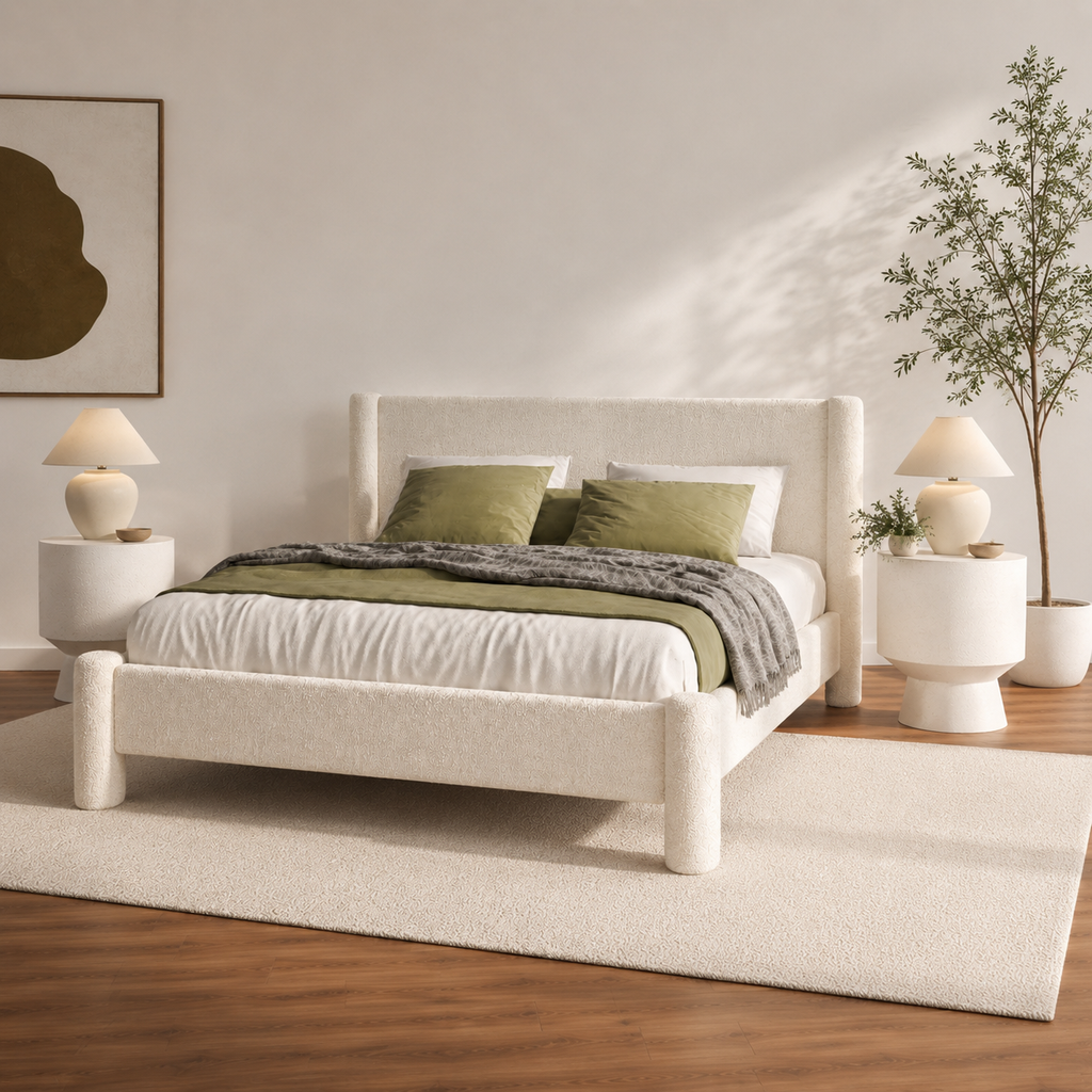 Luna Bouclé Upholstered Bed