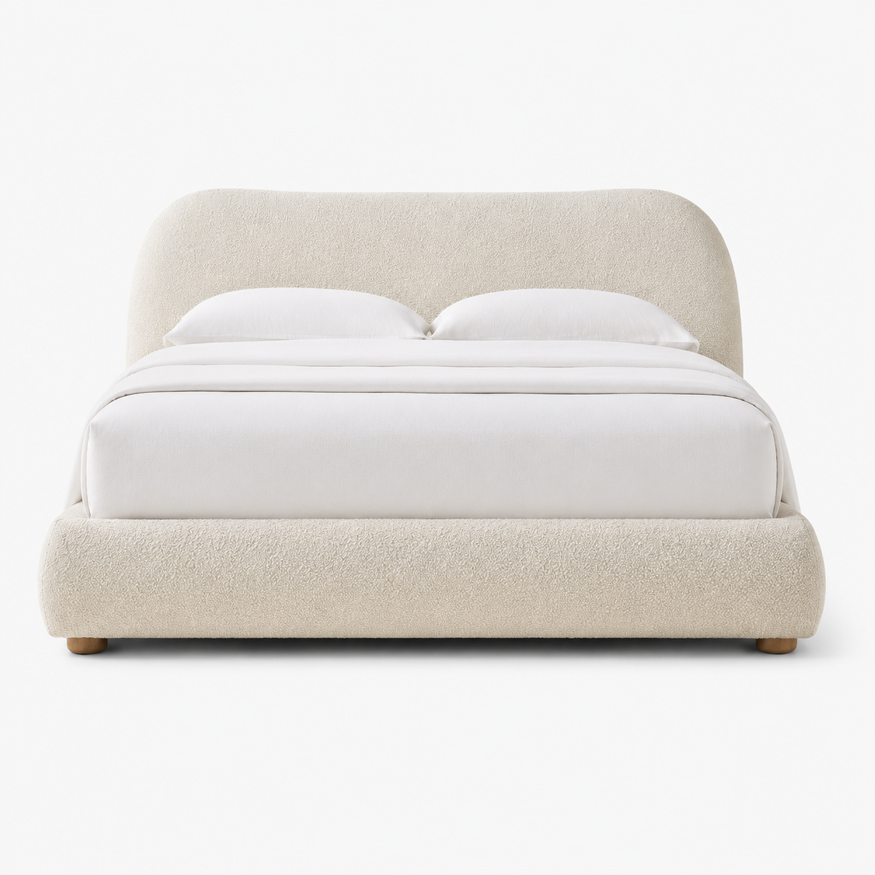 Lunara Ivory Bouclé Curved King Bed