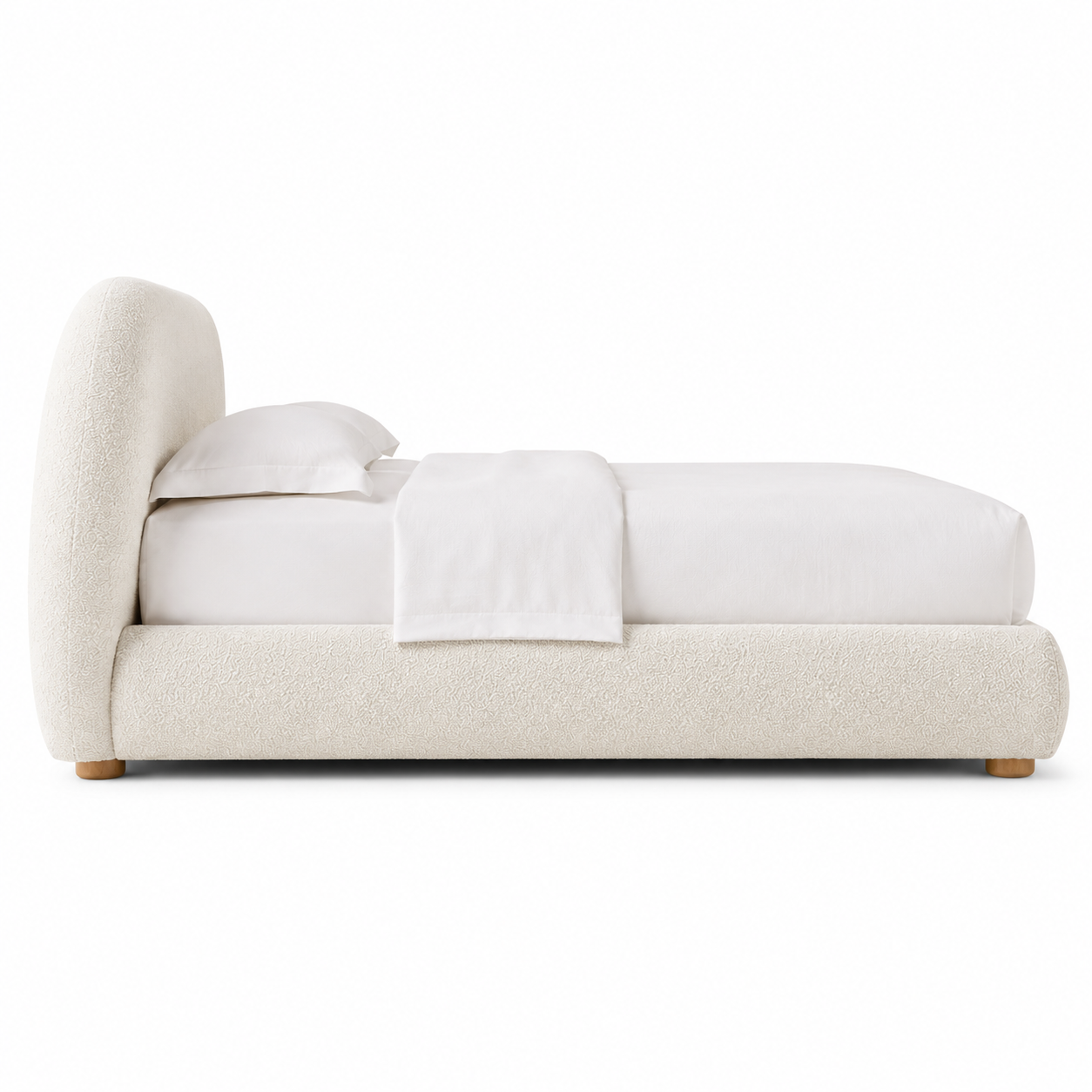 Lunara Ivory Bouclé Curved King Bed