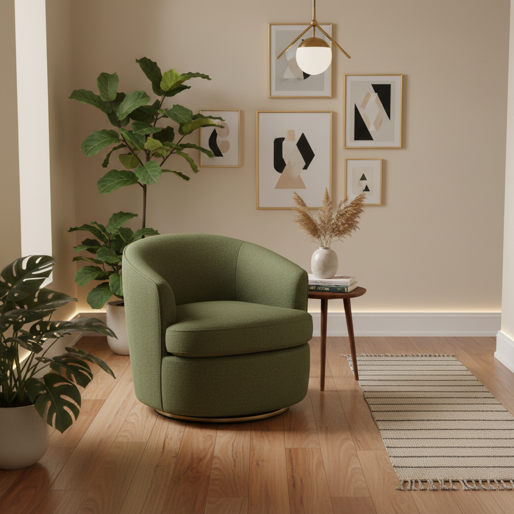 Elexi Upholstered Swivel Barrel Chair